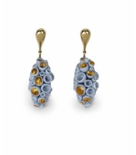 Pendientes largos coral reef. Azul y lustre oro de Lladró - 10238
