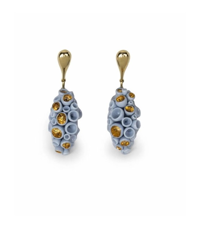 Pendientes largos coral reef. Azul y lustre oro de Lladró - 10238