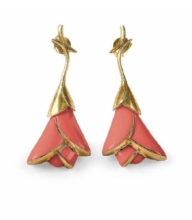 Pendientes cortos Heliconia. Coral de Lladró - 10182