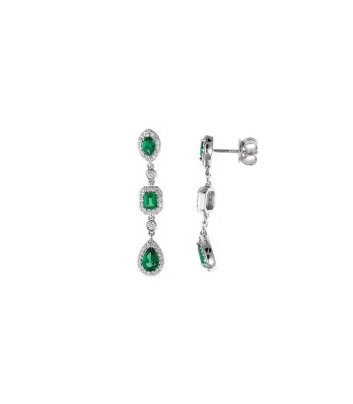 Pendientes Largos Esmeralda Circonita - 136A0664