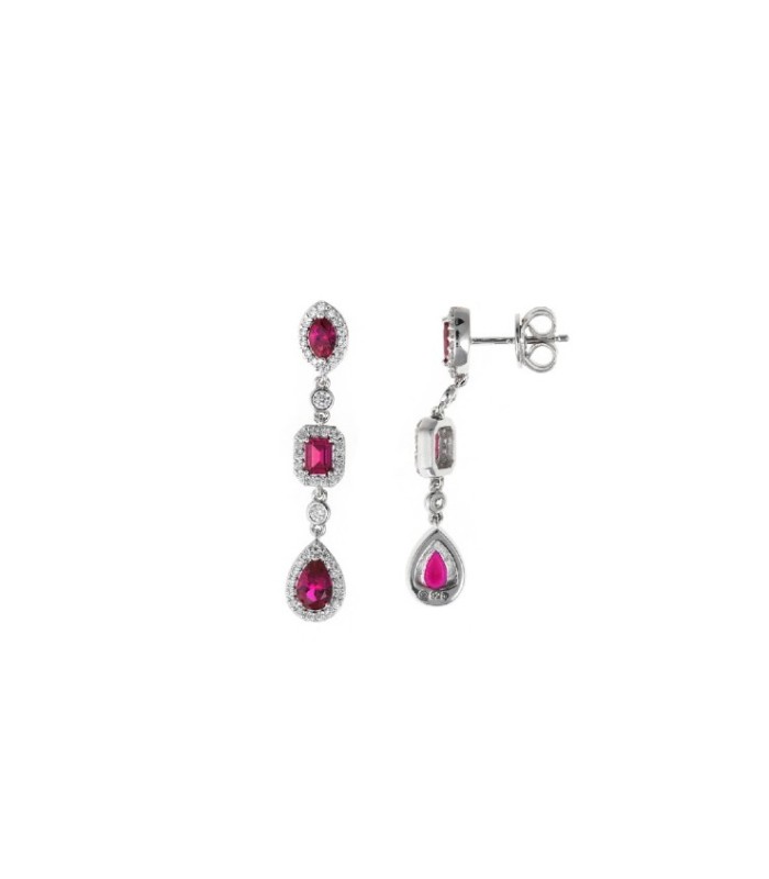 Pendientes Largos Rubí Circonita - 136A0665