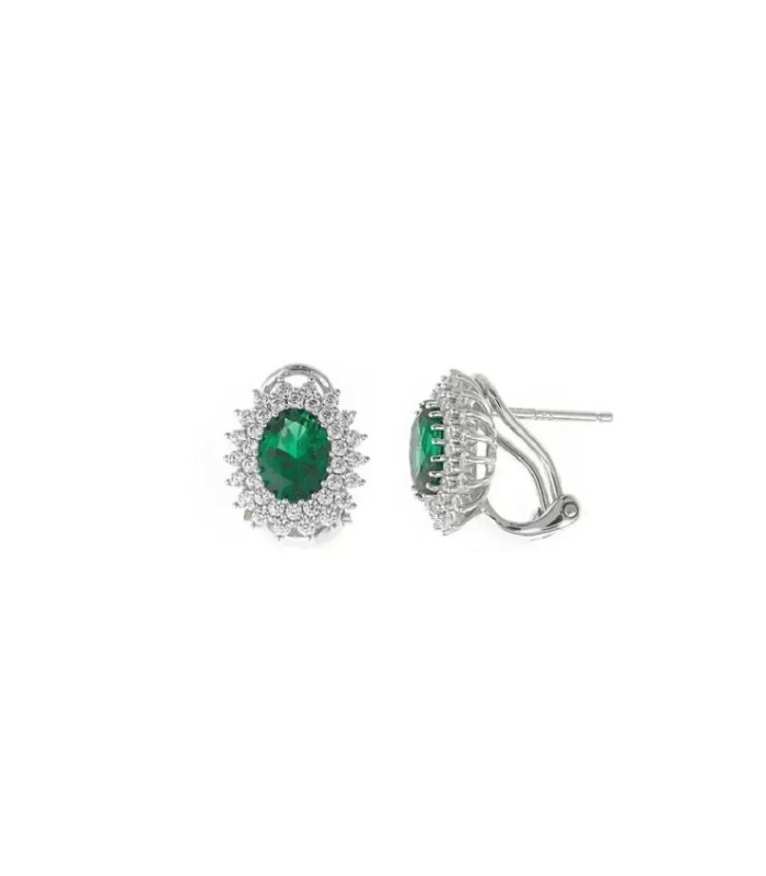 Pendientes Omega Circonita Esmeralda - 136A0681