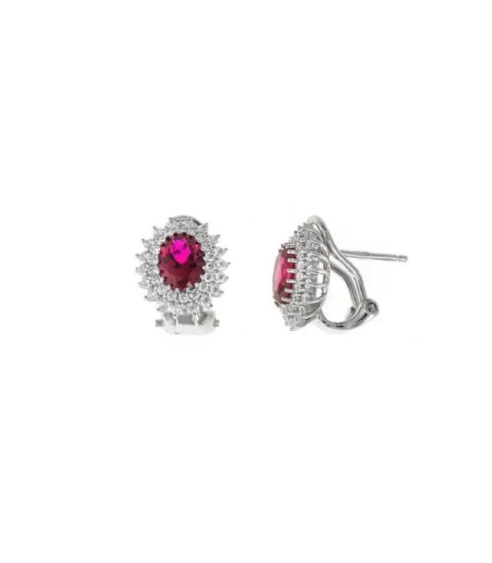 Pendientes Omega Circonita Rubí - 136A0682