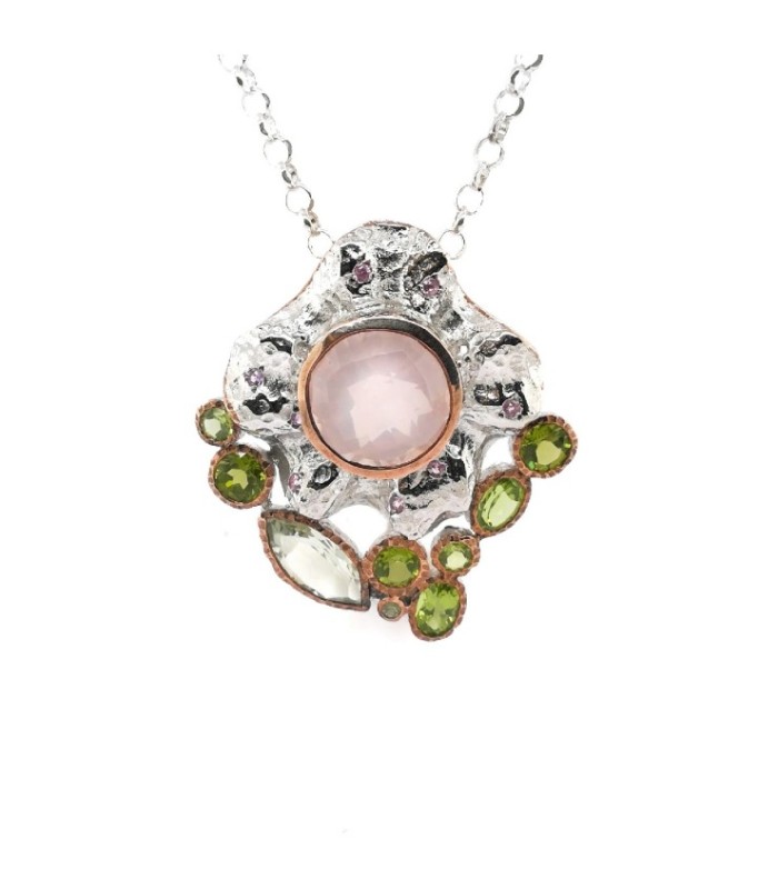 Colgante de Plata con Cuarzo Rosa - 498-36-RP
