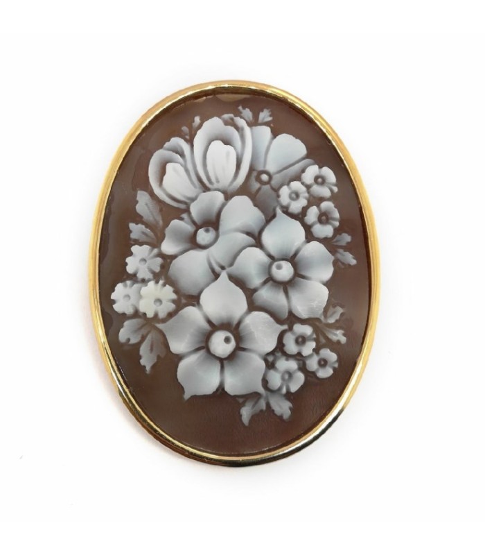 Broche Camafeo Flores Dorado - SP201X-G03