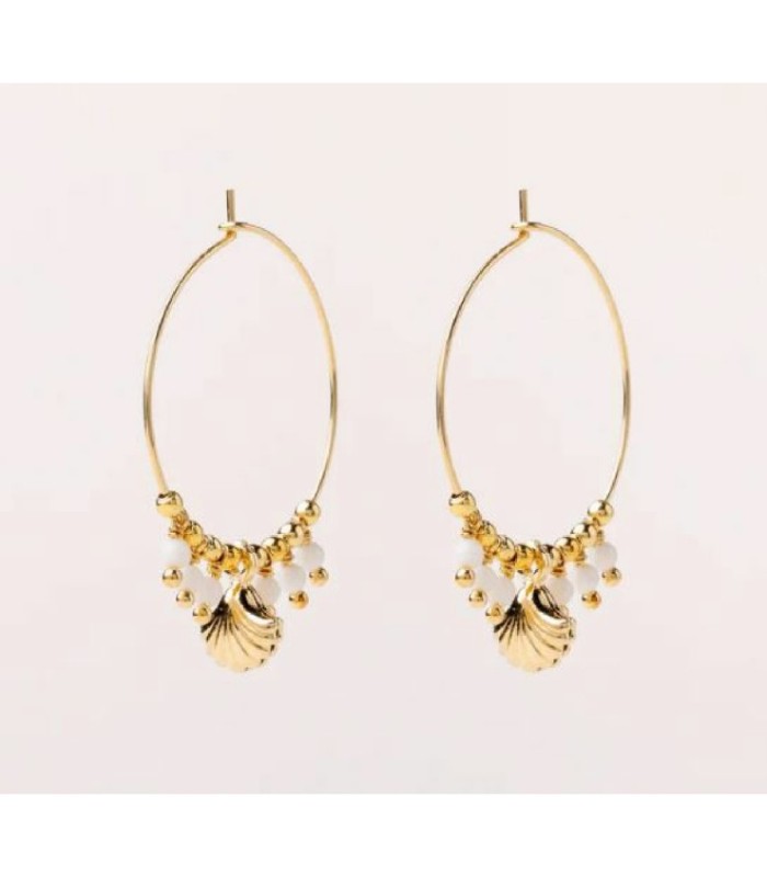 PENDIENTES AGATA BLANCA Y CONCHA - AL3213.01.003