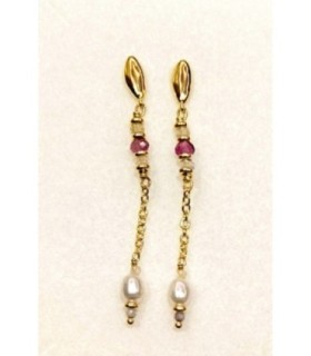 PENDIENTES DROP FLUORITA Y PERLAS - AL5430.01.028