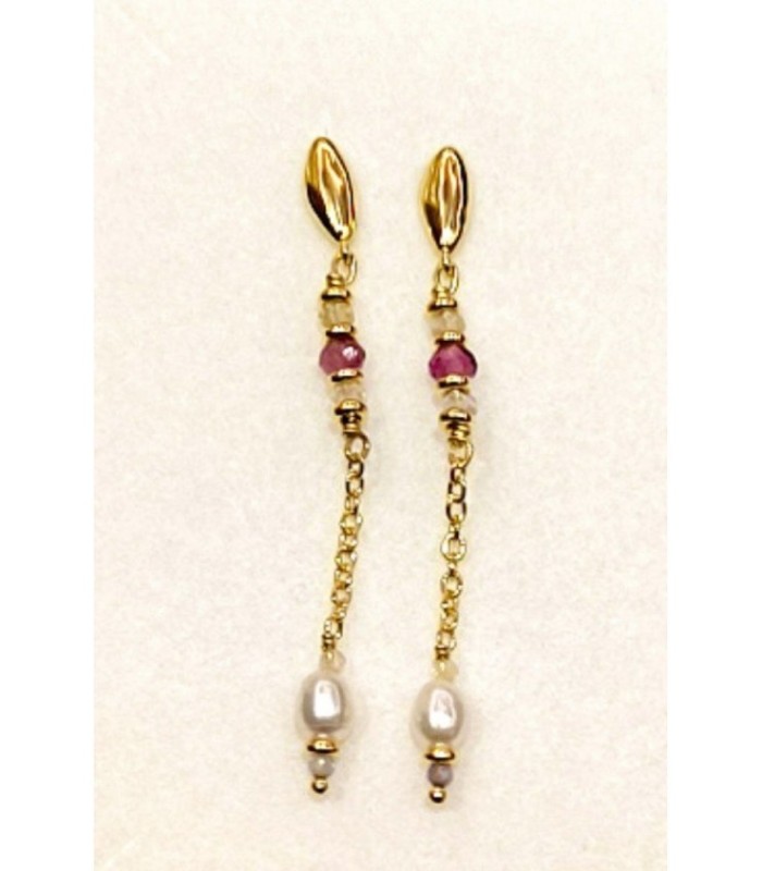 PENDIENTES DROP FLUORITA Y PERLAS - AL5430.01.028