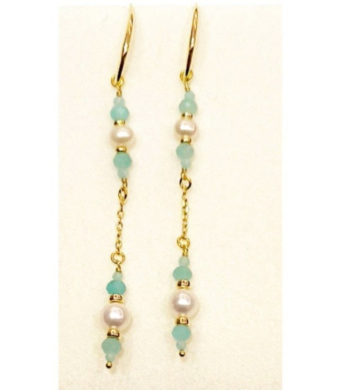 PENDIENTES AMAZONITA Y PERLAS - AL5540.01.011
