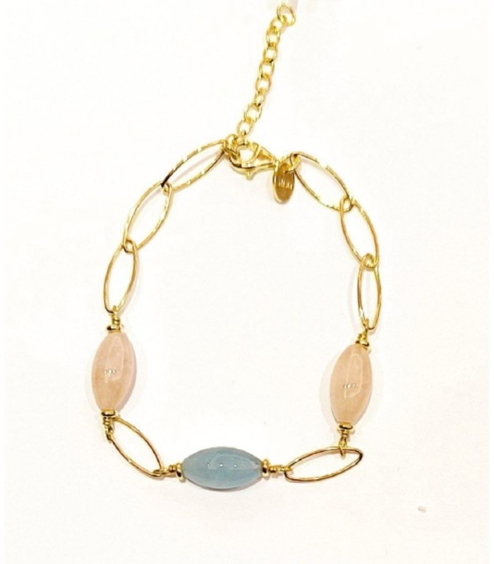 PULSERA CUARZO ROSA Y AGUAMARINA - AL5664.01.556