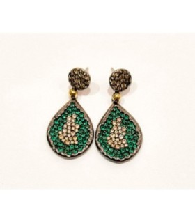 Pendientes Gota Circonitas Verdes Bohemme - 7SFT011EGR
