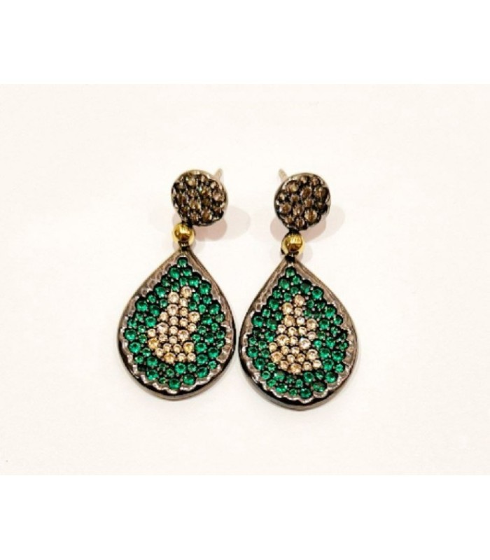 Pendientes Gota Circonitas Verdes Bohemme - 7SFT011EGR