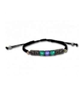 Pulsera Macramé Cuarzo Esmeralda y Tanzanita Bohemme - 7WIN017BTE