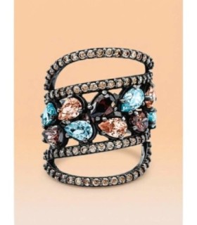 Anillo Samba Morganita, Chocolate y Aguamarina Bohemme - 7SAM2521RM12