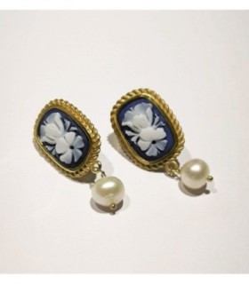 Pendientes Flor con perla - O501SPM-G