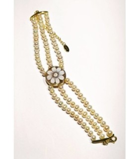 Pulsera Flor & Perlas - B8NW-G03