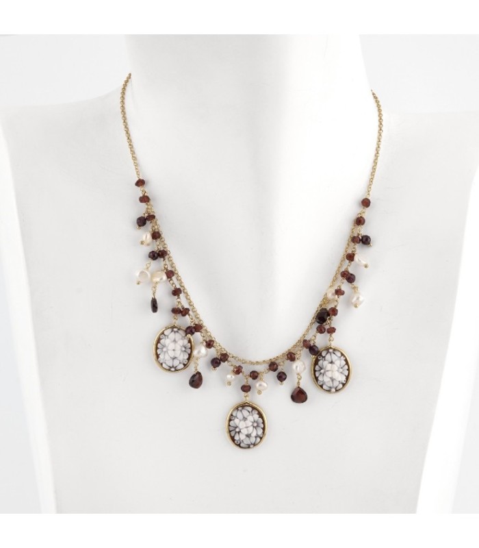 Collar Flores, Damas , Perlas & Piedras - C665X-G