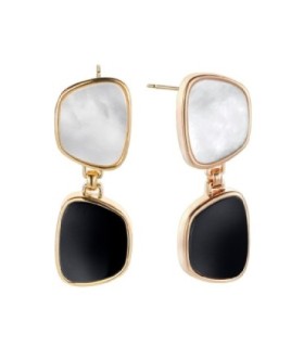 PENDIENTES CHARLOT MADRE PERLA Y AGATA NEGRA - 00512906