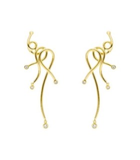 Pendientes Trepadores Largos con Circonitas Dorados - 91122PD