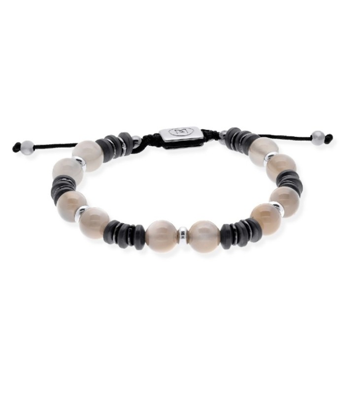 Pulsera de Caballero con Hematites y Piedra Luna Gris - 91205UB