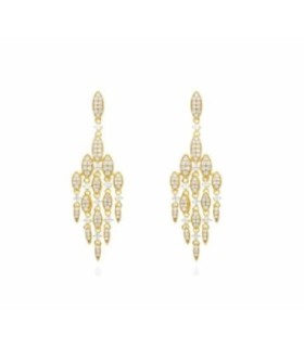 Pendientes Largos Candelabro con Circonitas Dorados - 91163PD