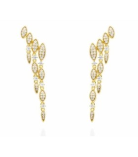 Pendientes Trepadores Hojas con Circonitas - 91199PD