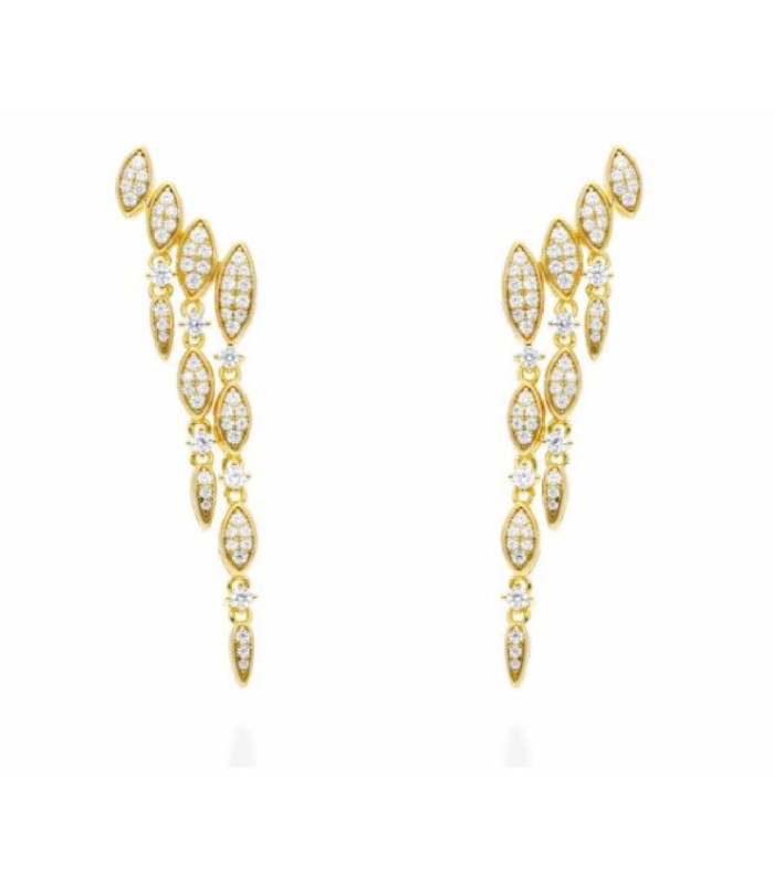 Pendientes Trepadores Hojas con Circonitas - 91199PD