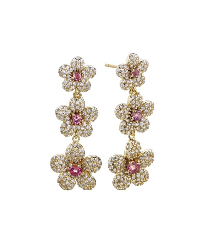 PENDIENTES SPOSATA TRIPLE FLOR Y PAVE - 00513986