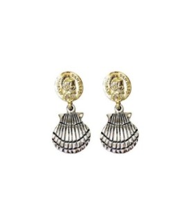 Pendientes medalla del Apóstol y concha de Santiago | Apostle Medal and Santiago Shell Earrings Silver and Bornze
