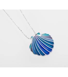 Colgante concha azul grande | Large Silver 925 Shell Pendant in Blue