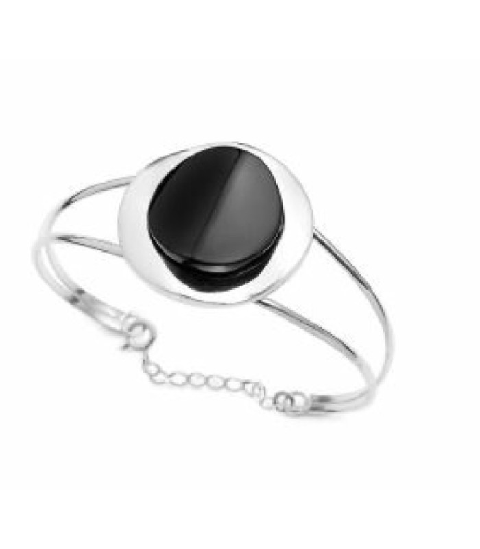 Brazalete Circular de Plata y Azabache | Circular Silver and Jet Bangle