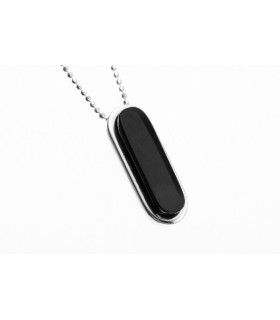 Colgante alargado de plata y azabache | Elongated Silver and Jet Pendant