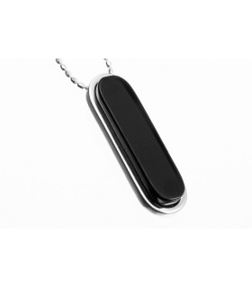 Colgante alargado ancho de plata y azabache | Wide Elongated Silver and Jet Pendant