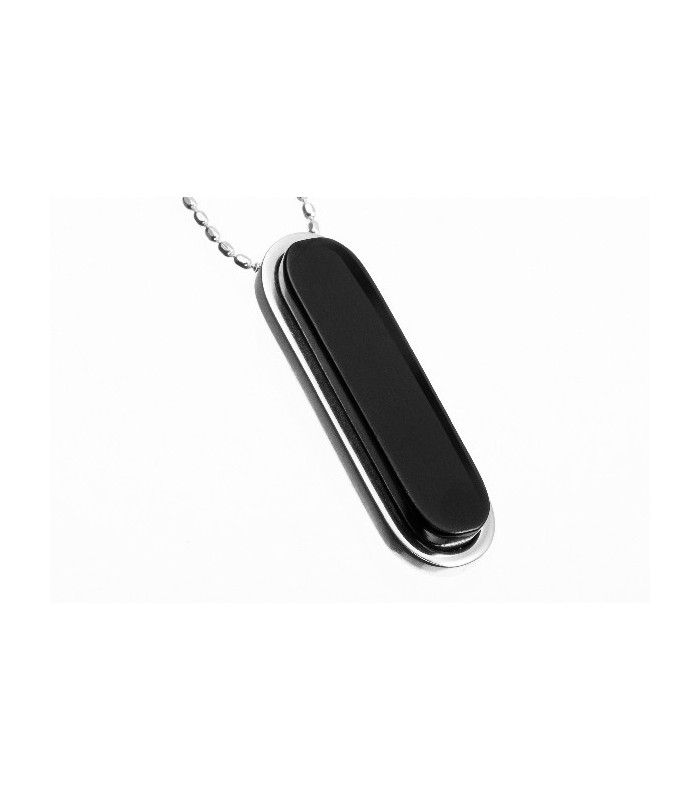 Colgante alargado ancho de plata y azabache | Wide Elongated Silver and Jet Pendant