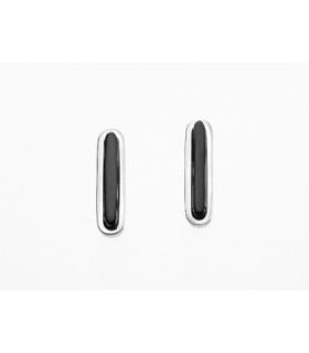 Pendientes barra de plata y azabache | Silver and Jet Bar Stud Earrings