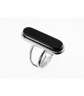 Anillo de plata y azabache alargado | Silver and Jet Ring