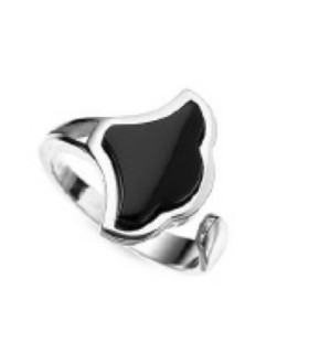Anillo ajustable de plata y azabache | Adjustable Silver and Jet Ring