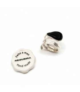Anillo de plata y azabache en gota | Sterling Silver and Jet Teardrop Ring