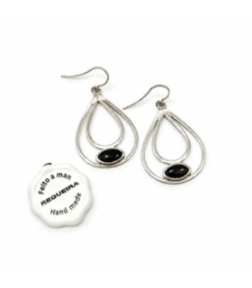 Pendientes de plata y azabache en gota | Silver and Jet Teardrop Earrings