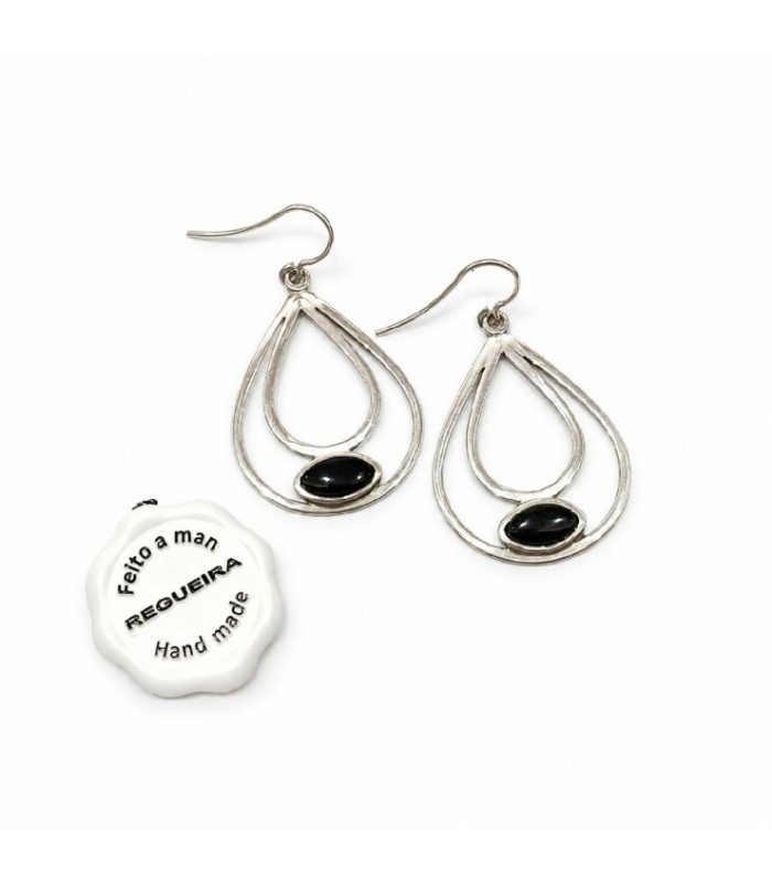 Pendientes de plata y azabache en gota | Silver and Jet Teardrop Earrings