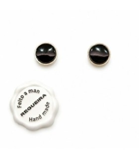 Pendientes redondos de plata y azabache | Round silver and jet earrings