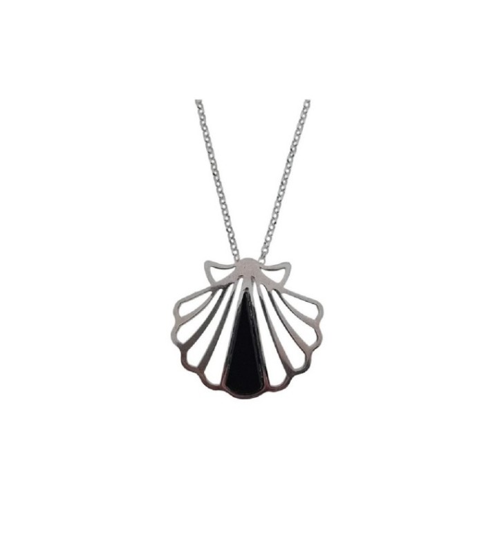 Colgante con concha de Santiago en plata y azabache | Silver and Jet Santiago Shell Necklace