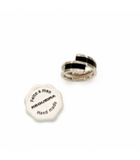Anillo de plata y azabache de doble banda | Silver and Jet Double Band Ring