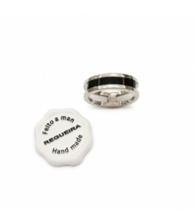 Anillo de plata y azabache de diseño lineal | Silver and Jet Linear Ring