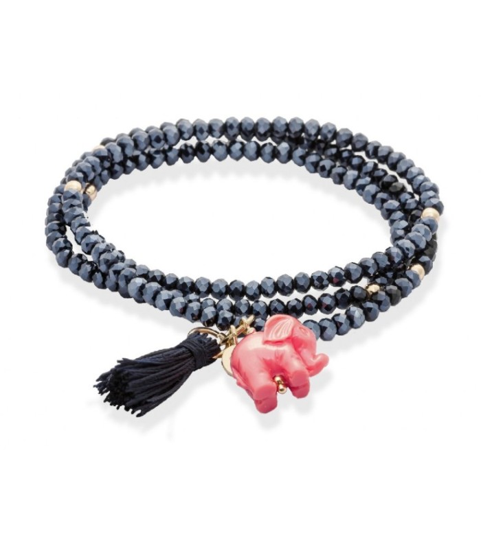Pulsera Zen Azul Noche Elefante Rosa - 90045UE